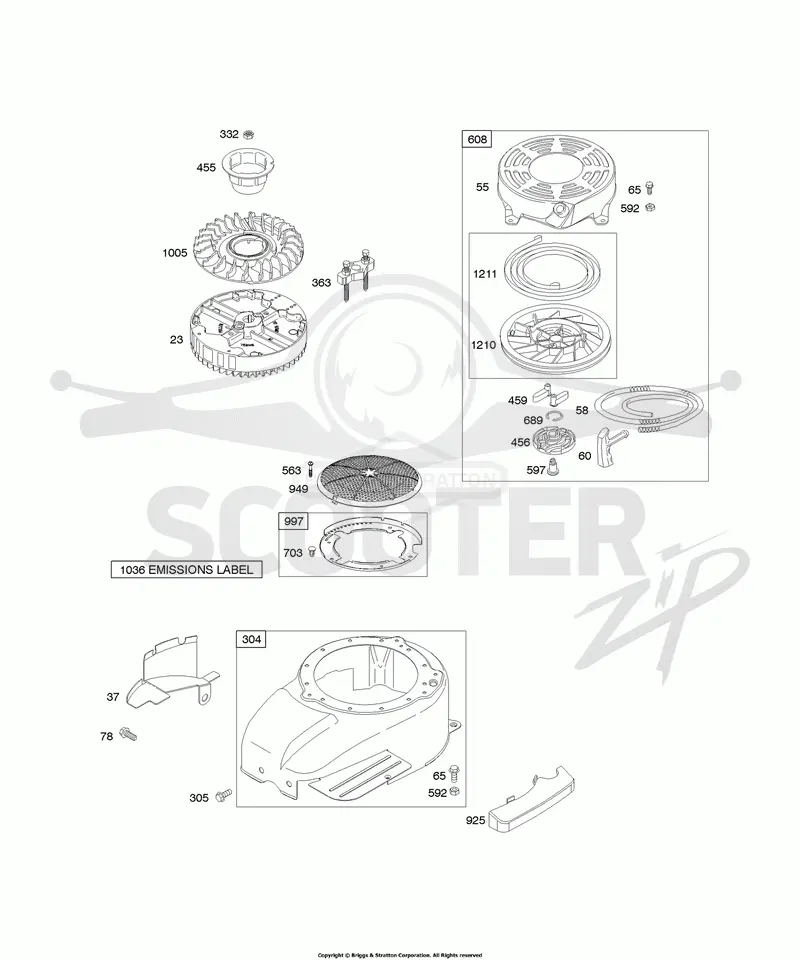 Blower Housing/Shrouds, Flywheel, Rewind Starter