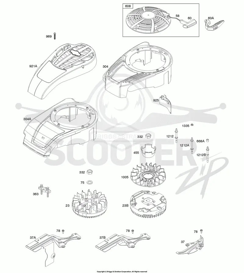 Blower Housing, Cover/Guards, Flywheel, Rewind Starter