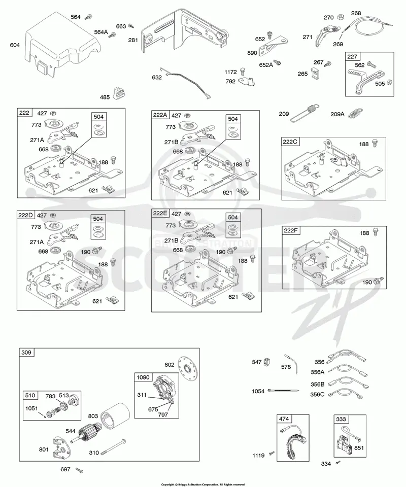 Controls, Electric Starter, Governor Spring, Ignition