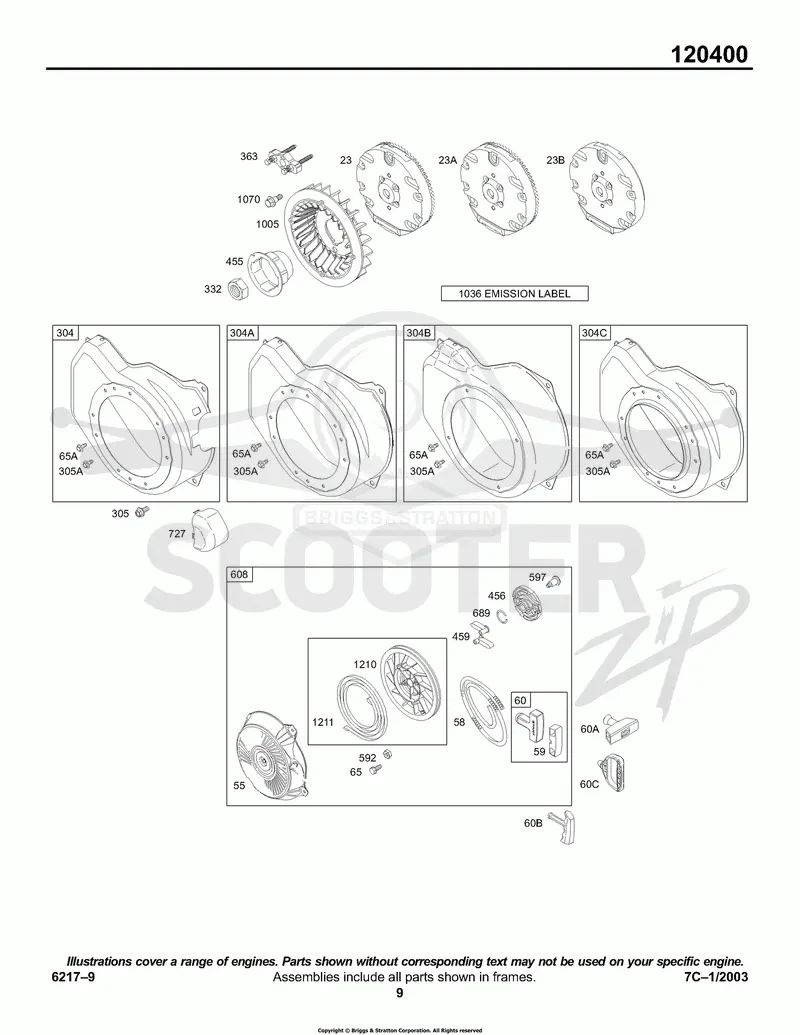 Blower Housing/Shroud, Flywheel, Rewind