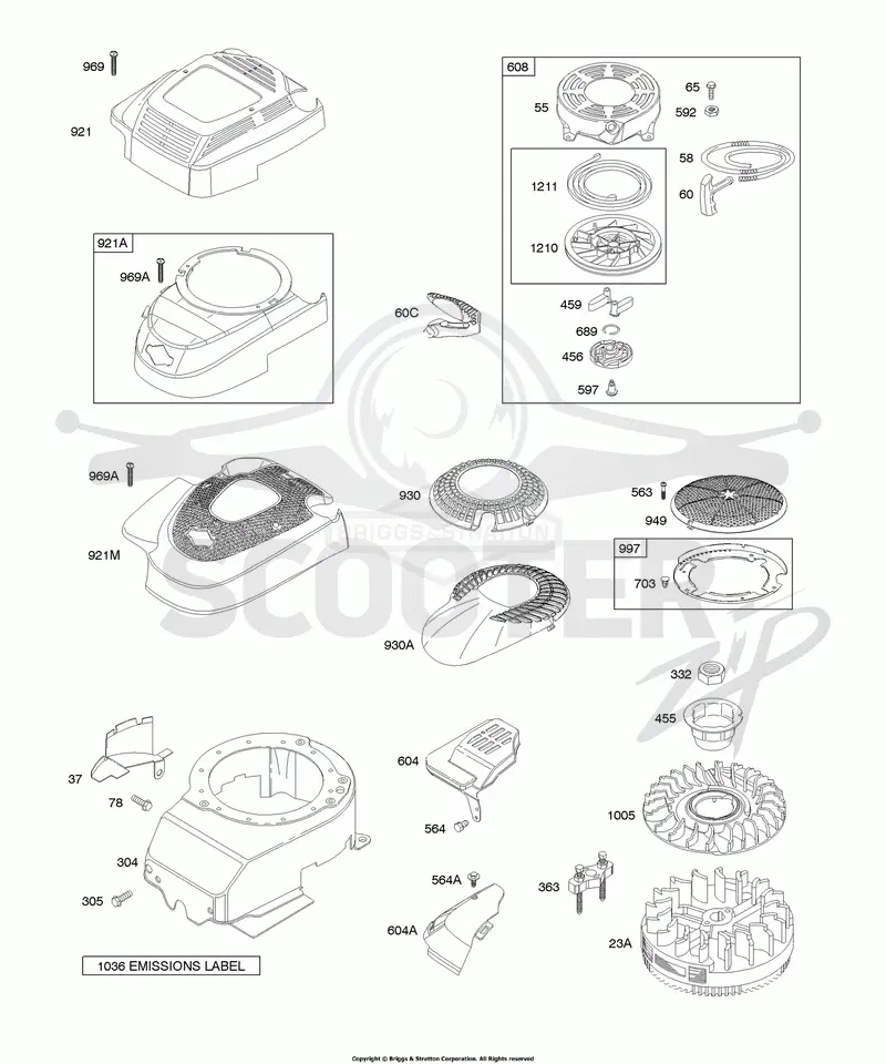 Blower Housing/Shrouds, Flywheel, Rewind Starter