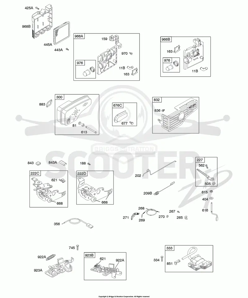 Air Cleaner, Controls, Electrical, Exhaust System, Flywheel Brake, Governor Spring, Ignition