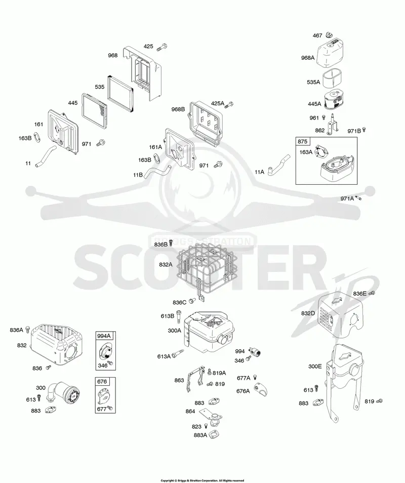 Air Cleaner, Exhaust System, Governor Spring