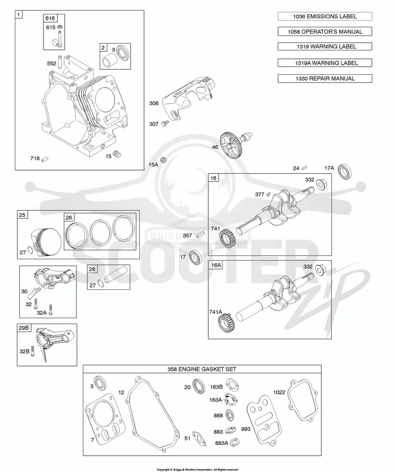 Camshaft, Crankshaft, Cylinder, Piston Group