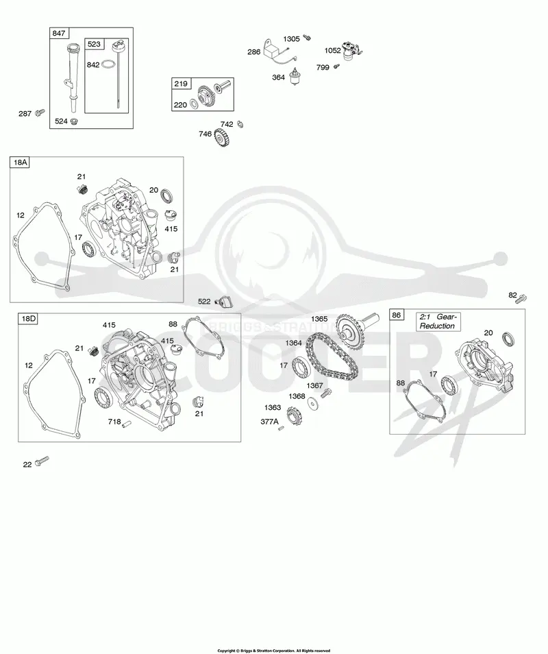 Crankcase Cover, Gear Reduction, Lubrication