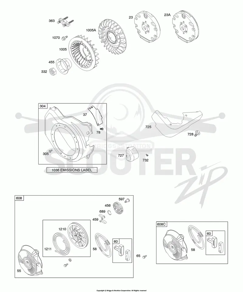 Blower Housing/Shrouds, Flywheel, Rewind Starter