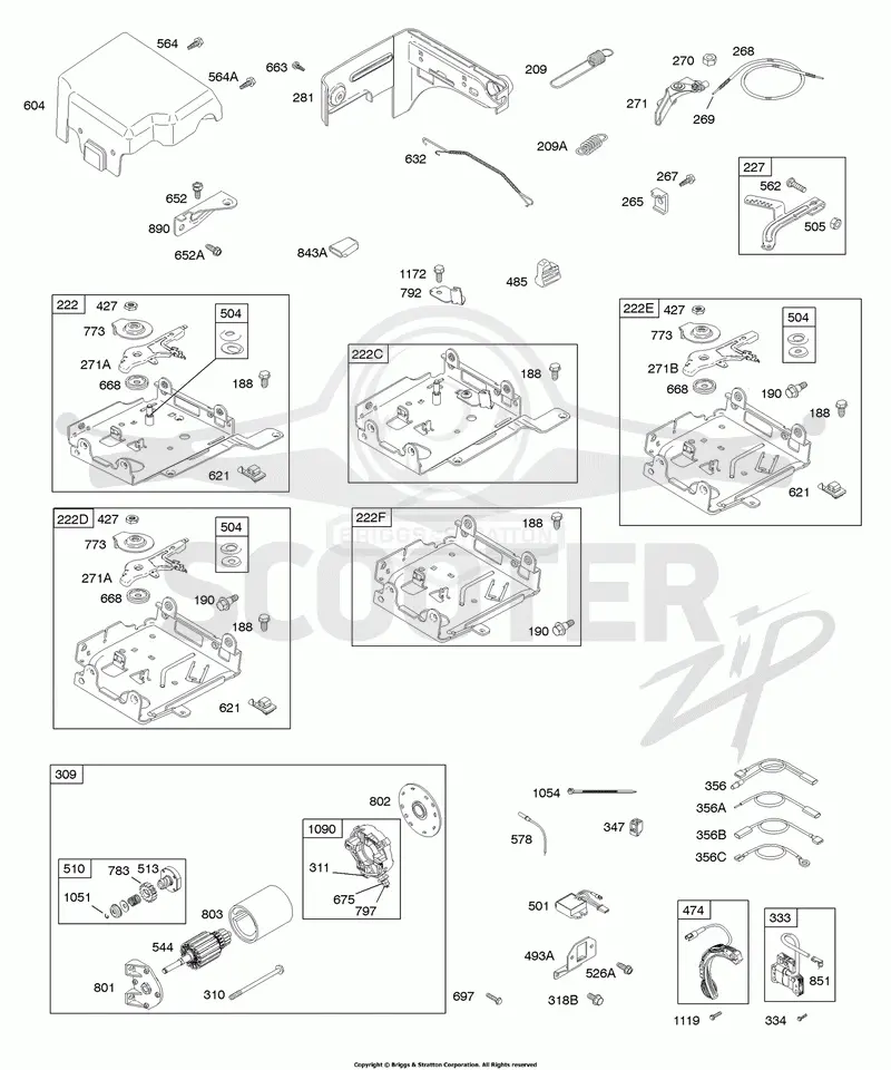 Controls, Electric Starter, Governor Springs, Ignition