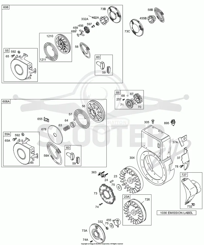 Blower Housing/Shrouds, Flywheel, Rewind