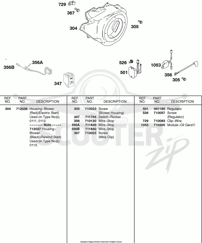 BLOWER HOUSING, IGNITION, OIL SENSOR GROUP