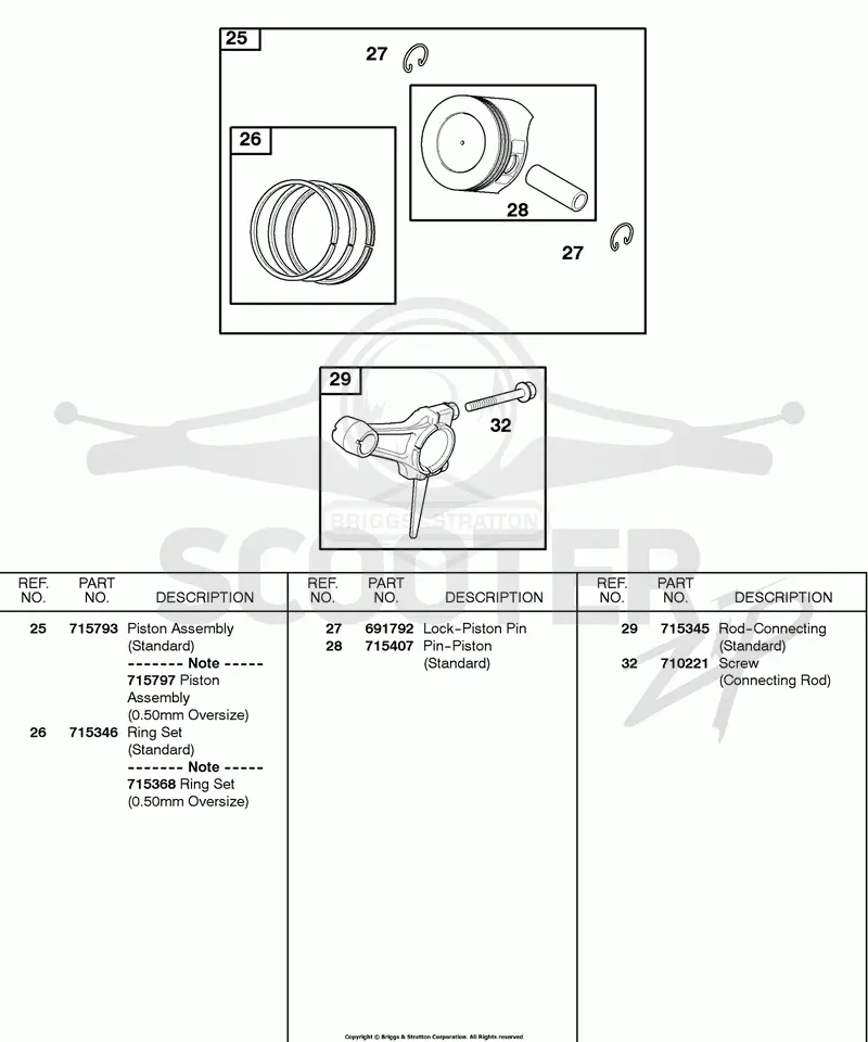 PISTON, RINGS, CONNECTING ROD