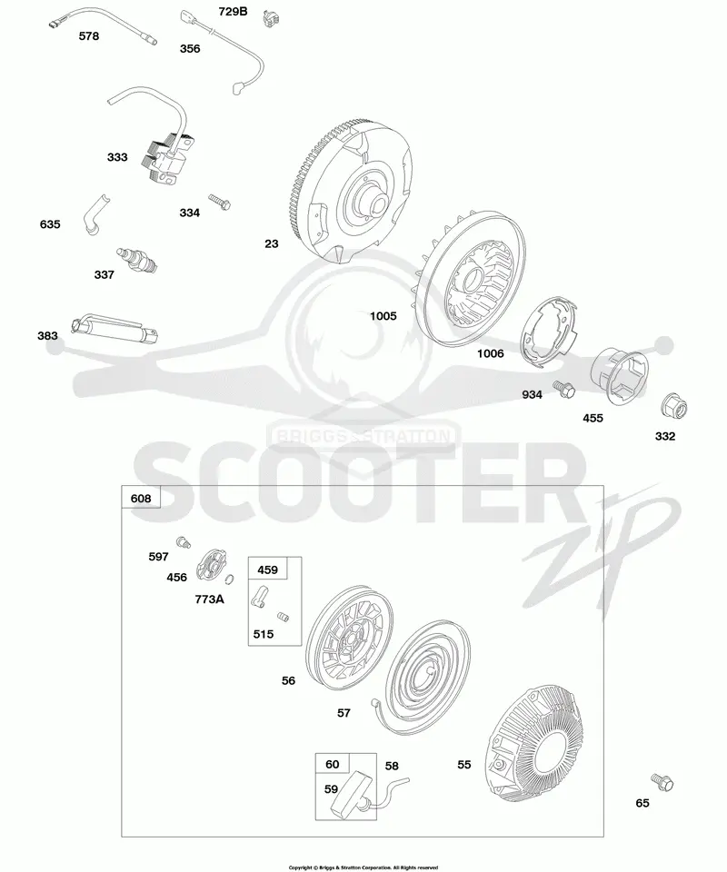 Flywheel, Rewind Starter, Ignition