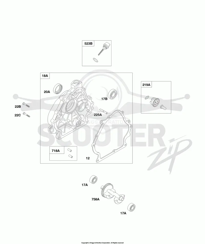 Crankcase Cover, Counterweight, Dipstick
