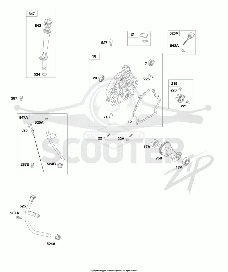 Crankcase Cover, Dipstick Tubes, Counterweight