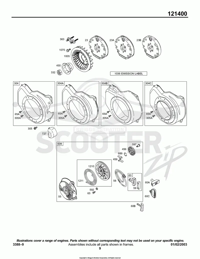 Blower Housing/Shrouds, Flywheel, Rewind Group