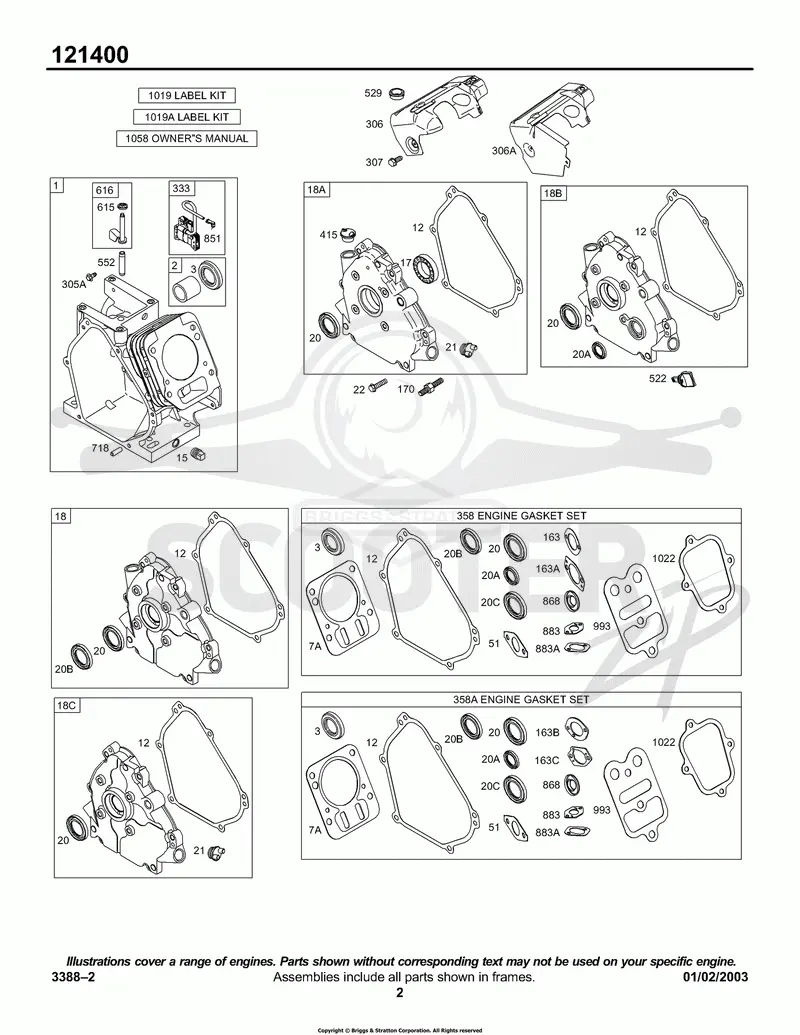 Crankcase Cover/Sumps, Cylinder Group, Kits/Gasket - Engine