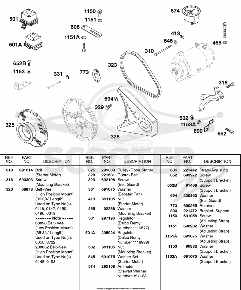 Regulator, V-Belt, Bracket