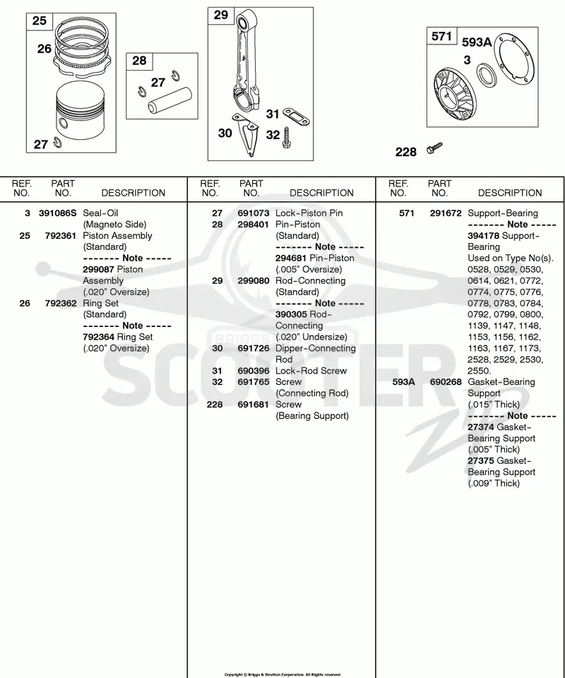 Piston, Connecting Rod, Bearing Support