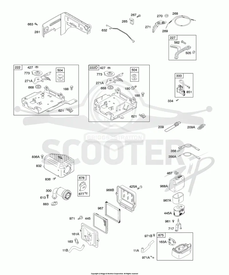 Air Cleaner, Controls, Exhaust System, Governor Spring, Ignition