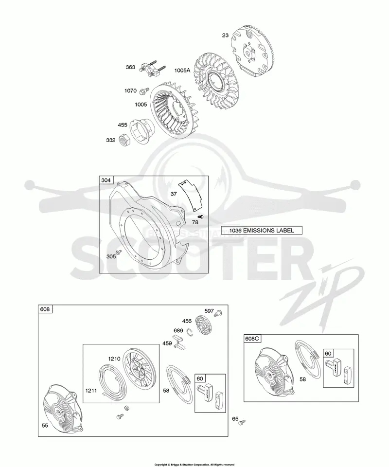 Blower Housing/Shrouds, Flywheel, Rewind Starter