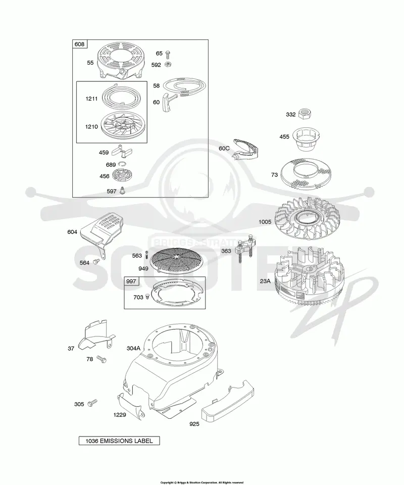 Blower Housing/Shrouds, Flywheel, Rewind Starter