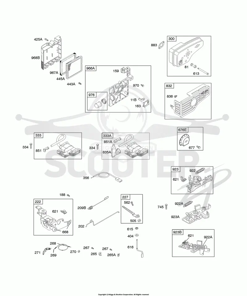 Air Cleaner, Controls, Electrical, Exhaust System, Flywheel Brake, Governor Spring, Ignition