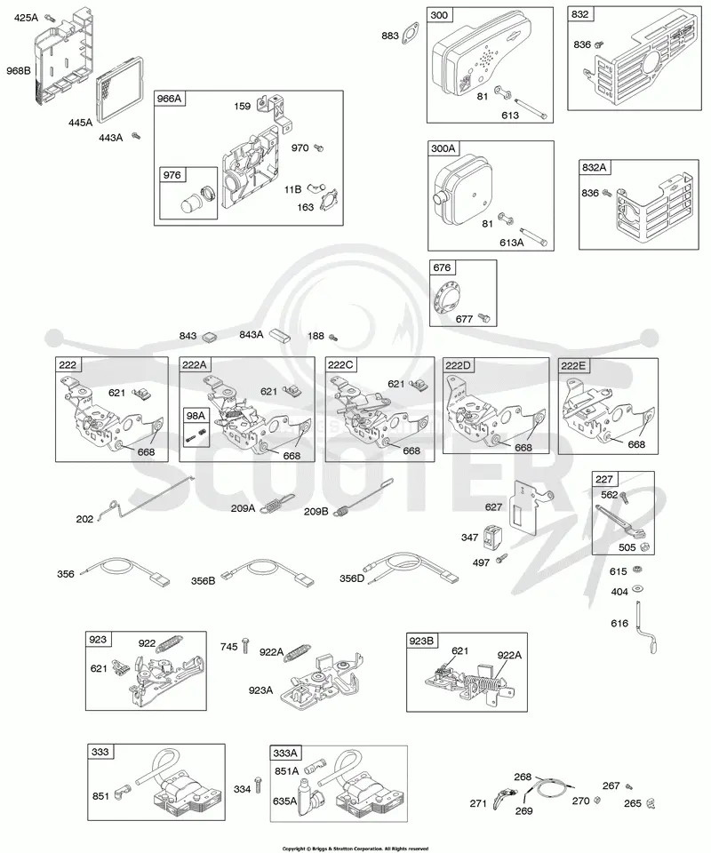 Air Cleaner, Controls, Electrical, Exhaust System, Flywheel Brake, Governor Spring, Ignition