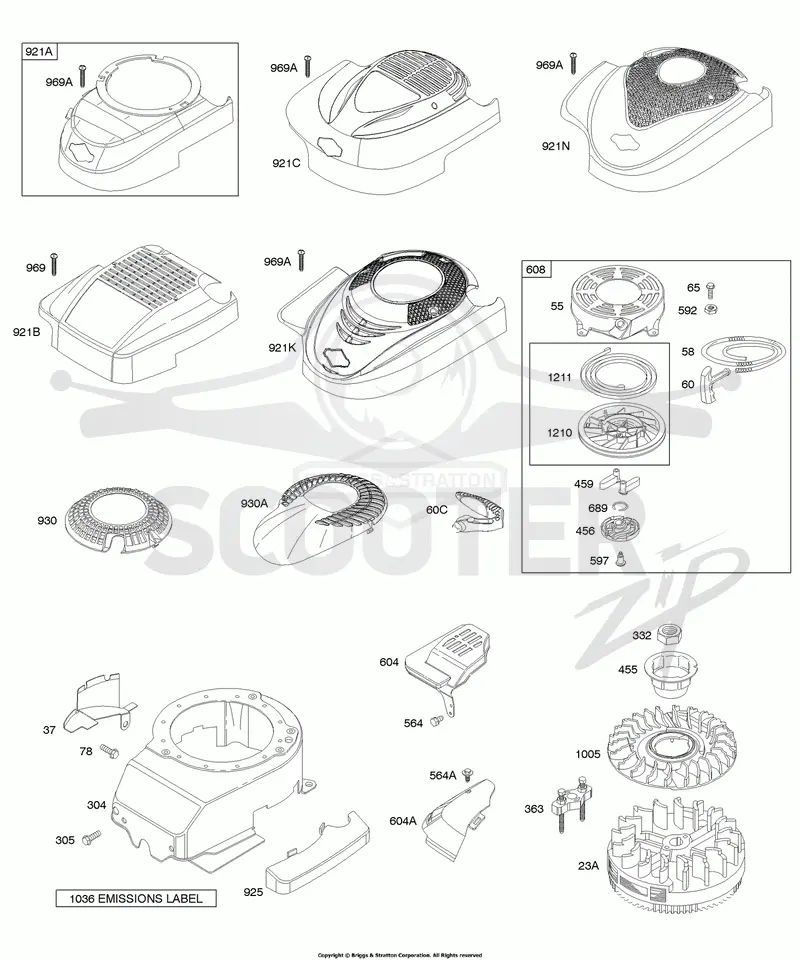 Blower Housing/Shrouds, Flywheel, Rewind Starter