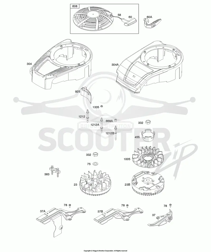 Blower Housing, Cover/Guards, Flywheel, Rewind Starter