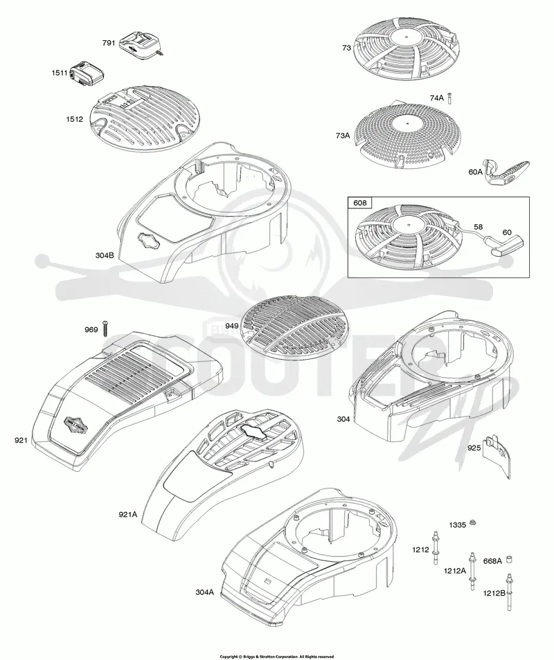 Blower Housing, Cover, Rewind Starter