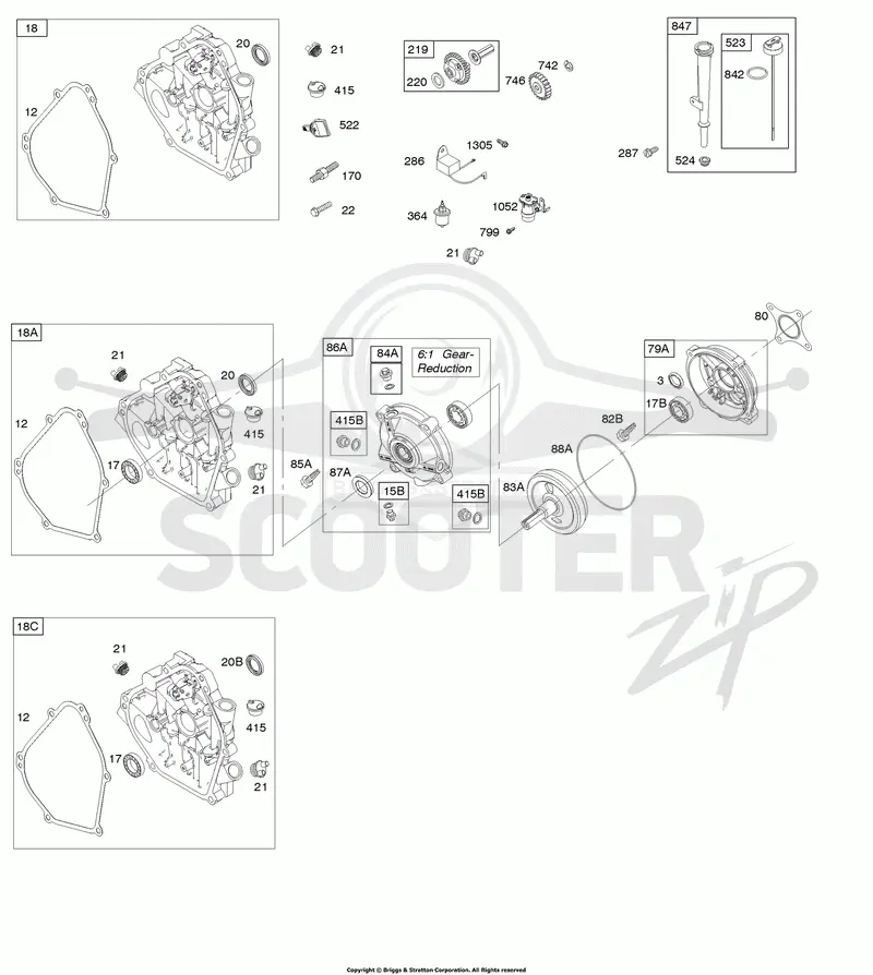 Crankcase Cover, Gear Reduction, Lubrication