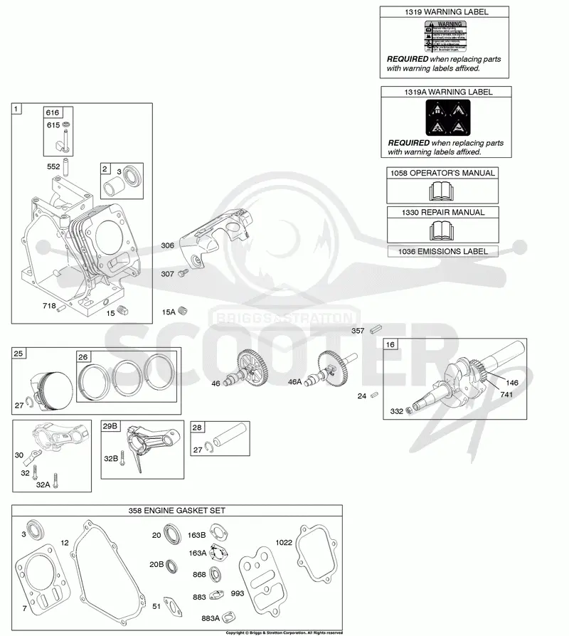 Camshaft, Crankshaft, Cylinder, Kits/Gaskets Engine, Piston Group