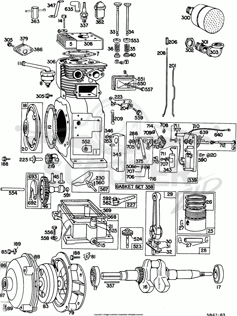 Cyl,Muffler,CrnkCse,Gear Cse