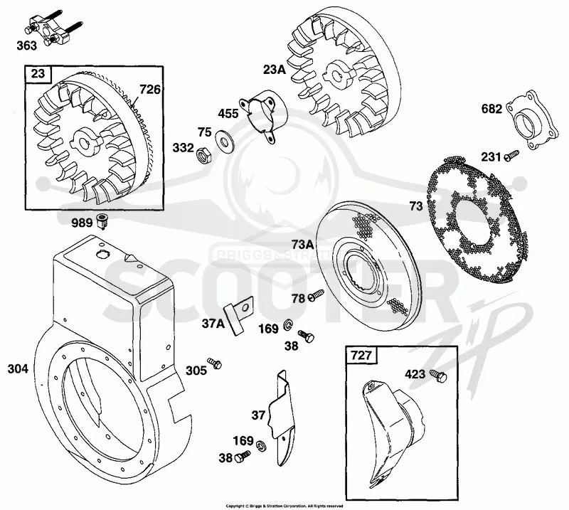 Flywhells, BlowerHsg, Screen