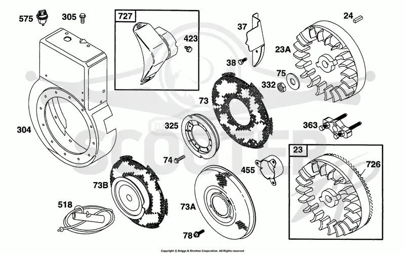 Blower Hsg, Flywheel,Screens