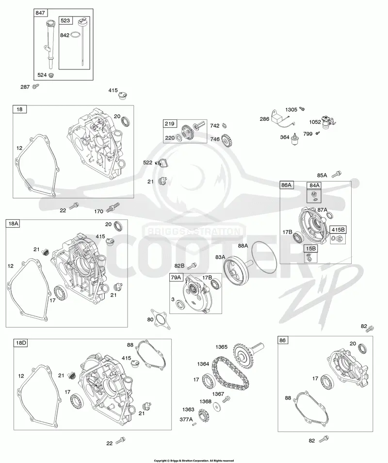 Crankcase Cover, Gear Reduction, Lubrication
