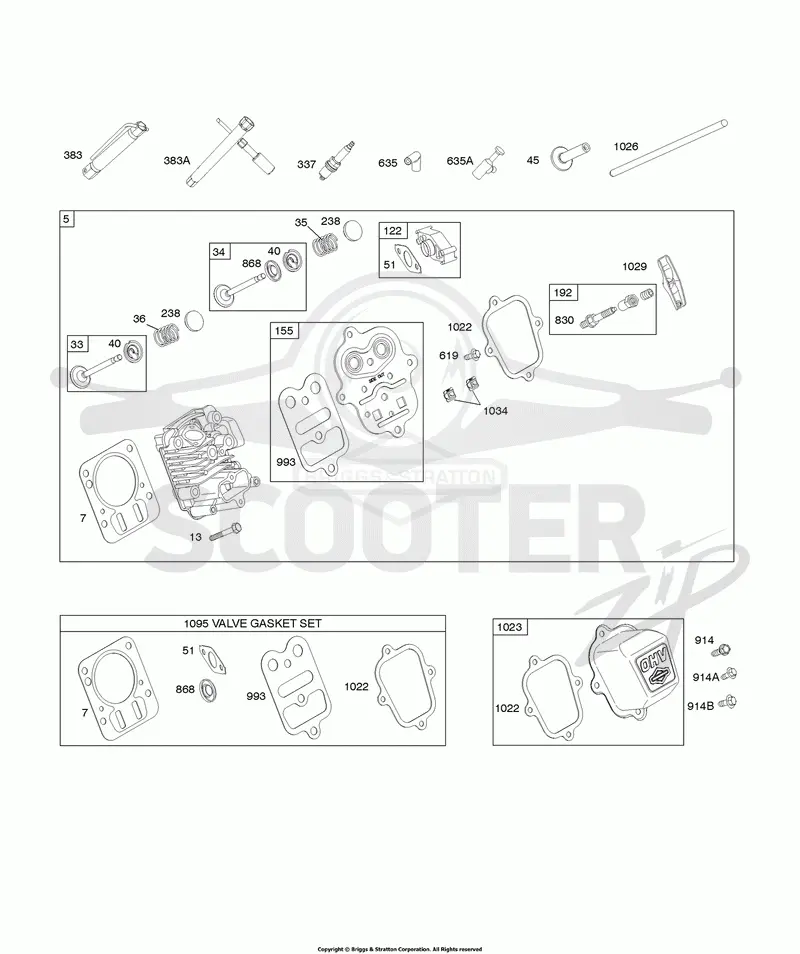 Cylinder Head, Rocker Arm Cover, Valve Gasket Set