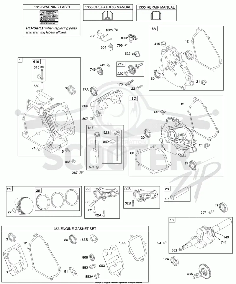 Camshaft, Crankcase Cover, Crankshaft, Cylinder, Lubrication, Piston Group
