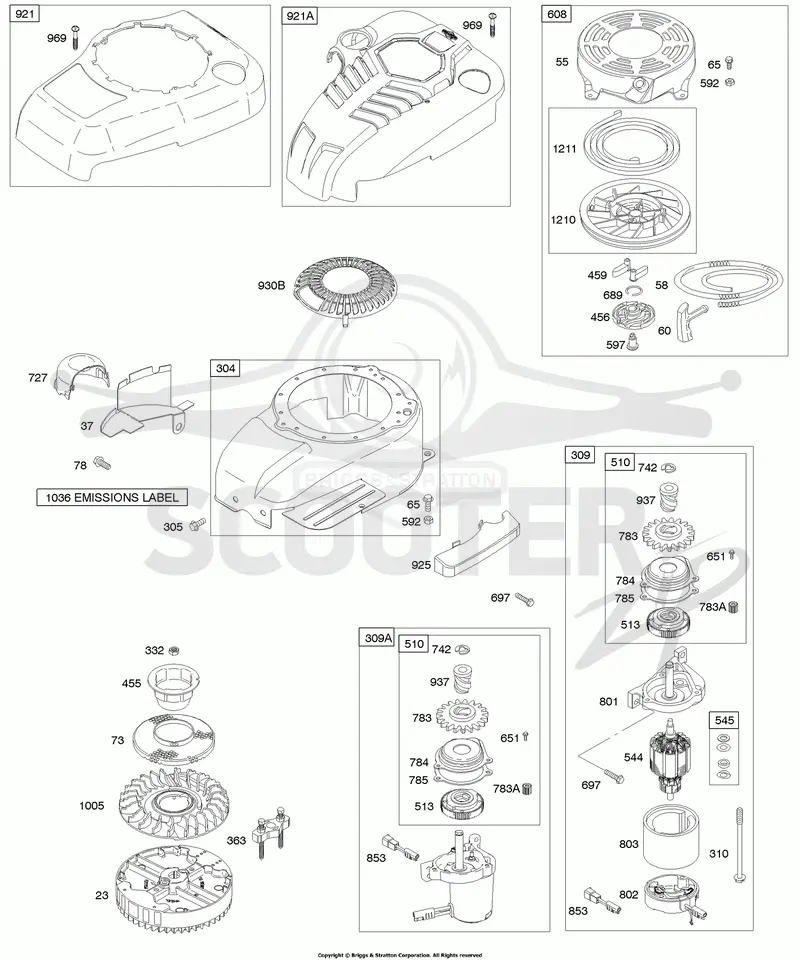 Blower Housing/Shrouds, Elecrtic Starter, Flywheel, Rewind Starter