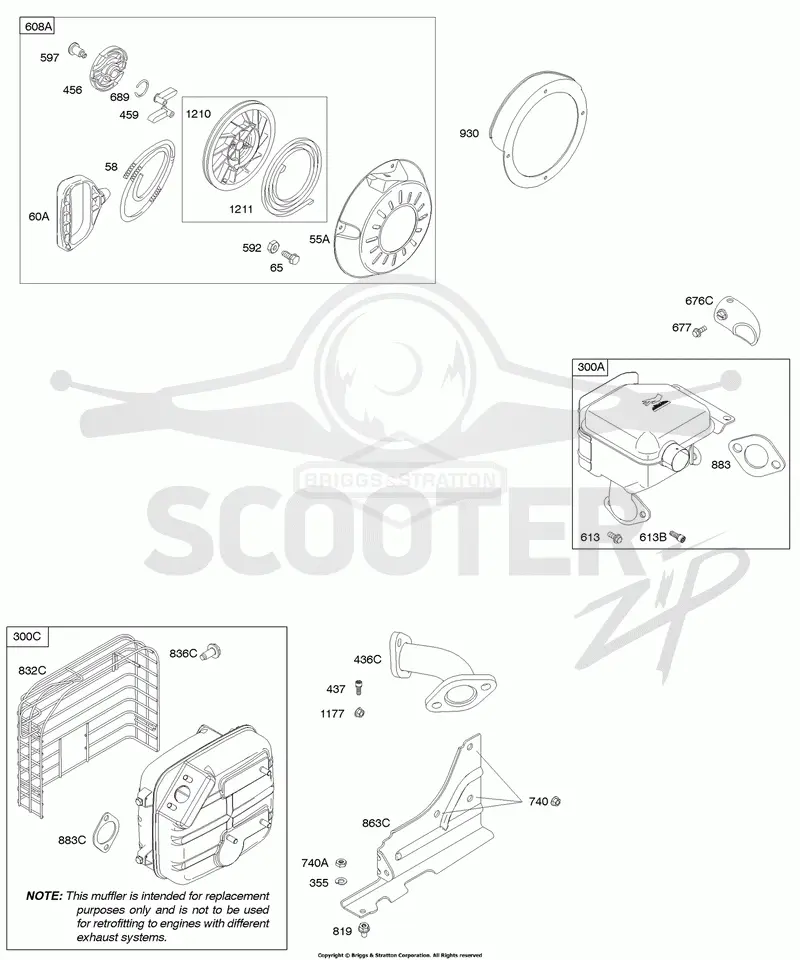 Exhaust System, Rewind Starter