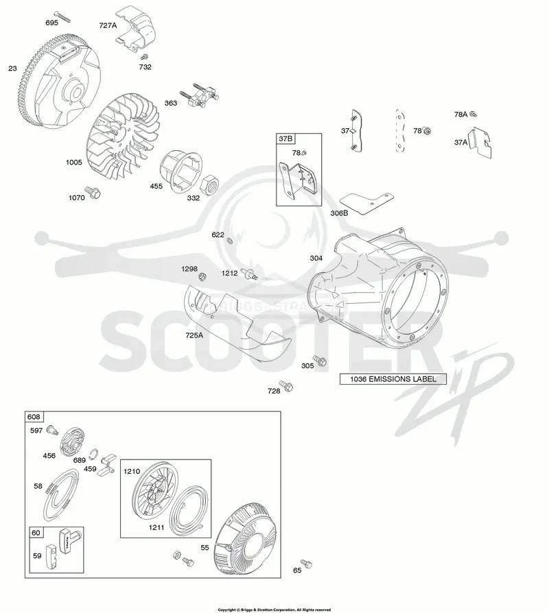 Blower Housing/Shrouds, Flywheel, Rewind Starter