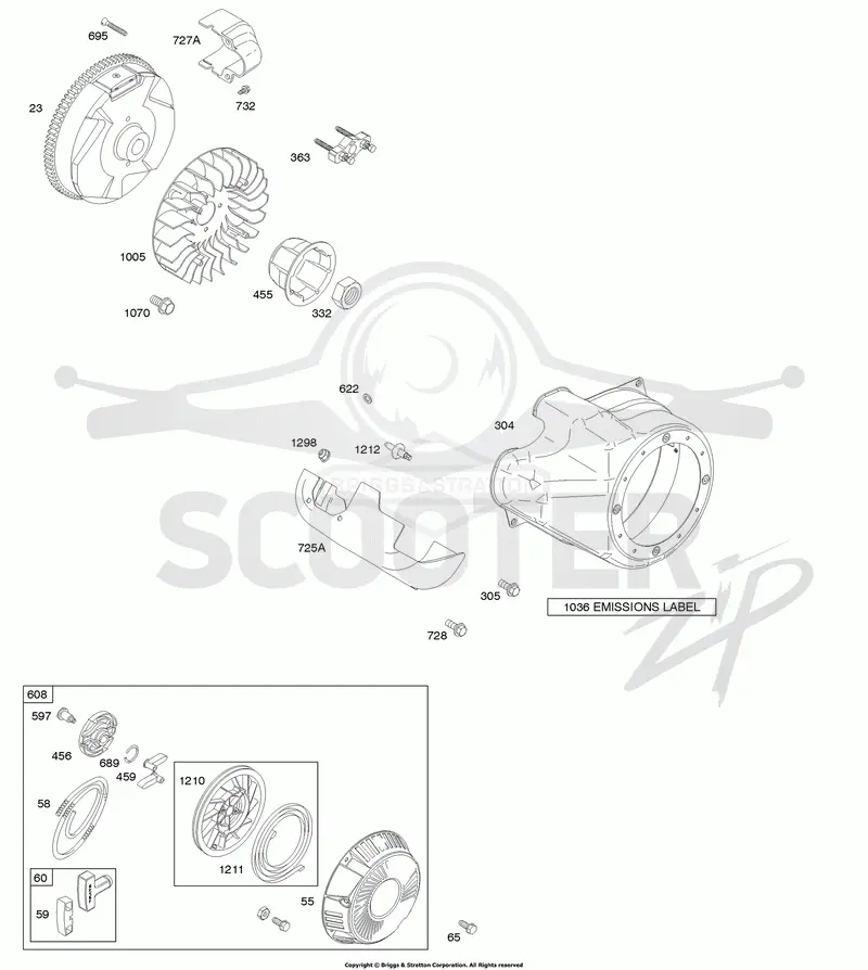 Blower Housing/Shrouds, Flywheel, Rewind Starter