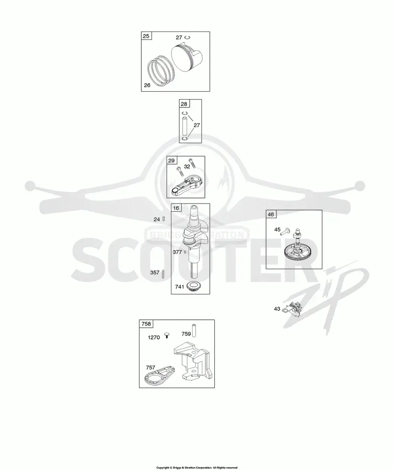 Camshaft, Crankshaft, Counter Weight, Piston, Rings, Connecting Rod
