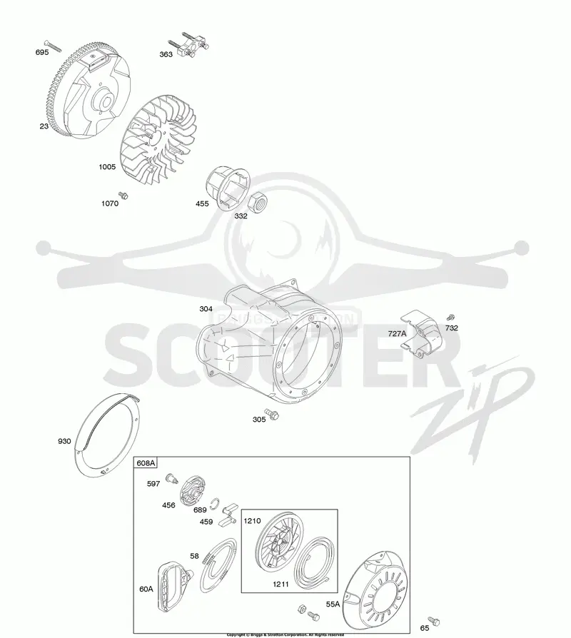 Blower Housing/Shrouds, Flywheel, Rewind Starter