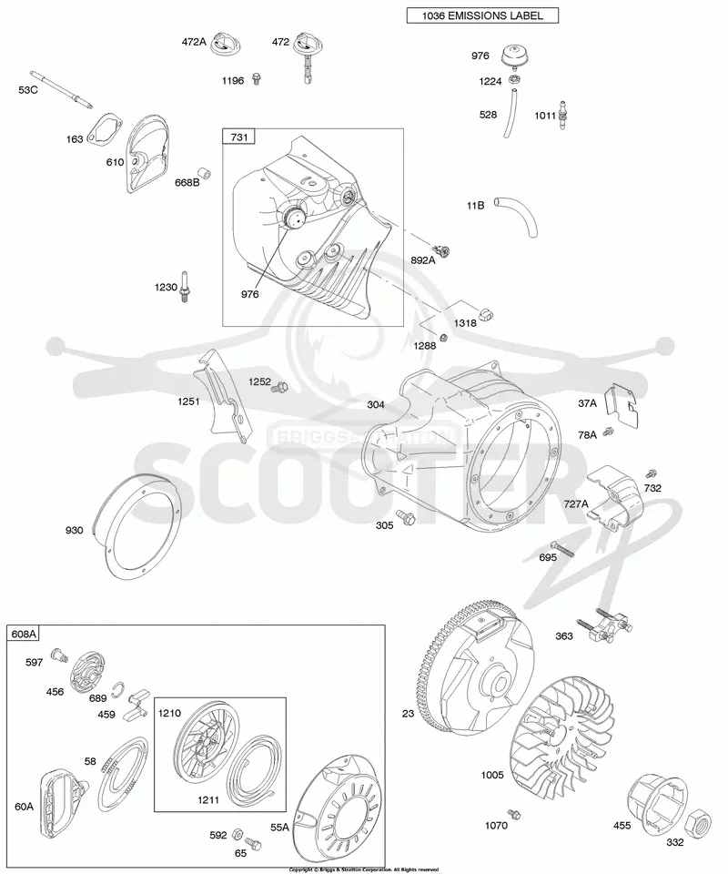 Blower Housing/Shrouds, Flywheel, Rewind Starter