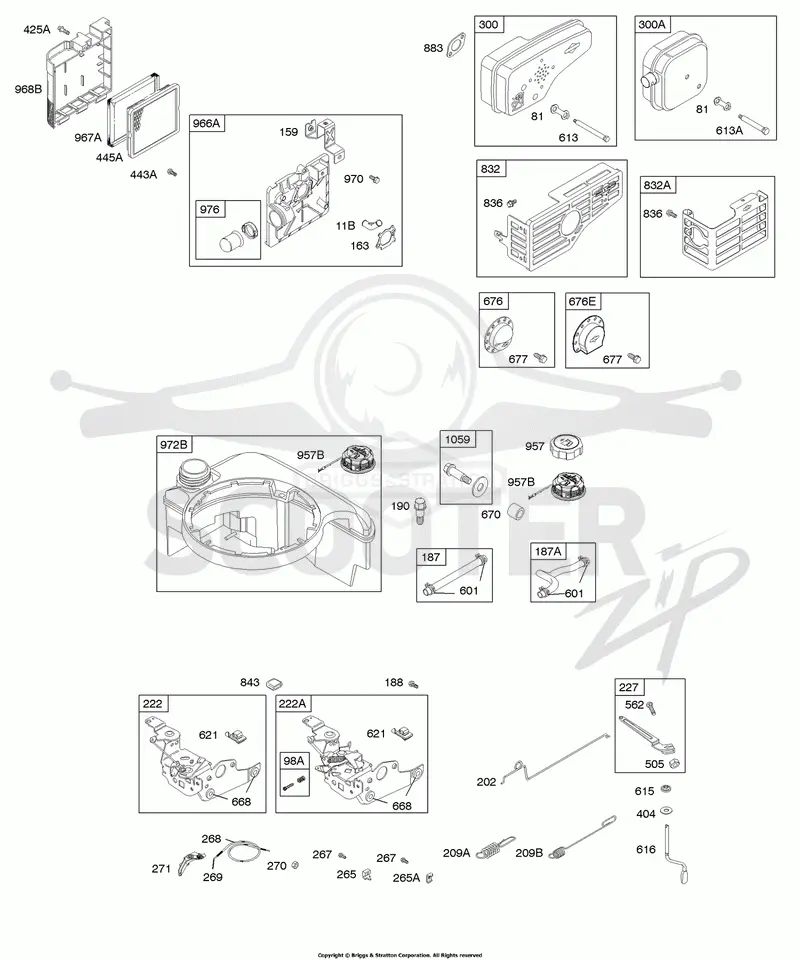 Air Cleaner, Controls, Exhaust System, Fuel Supply, Governor Spring