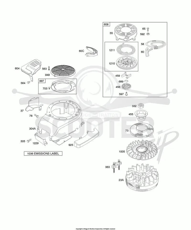 Blower Housing/Shrouds, Flywheel, Rewind Starter