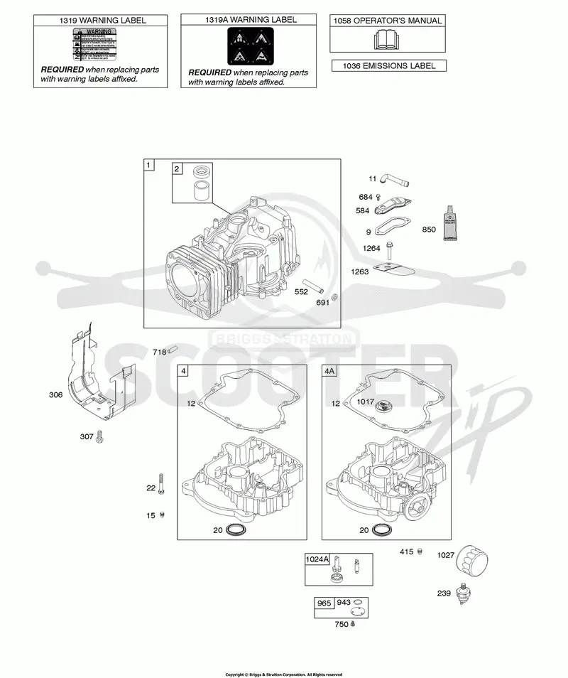 Cylinder, Engine Sump, Operators Manual, Warning Label
