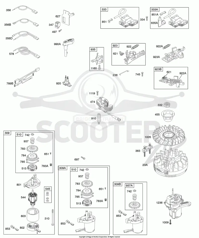 Alternator, Electric Starter, Electrical, Flywheel, Flywheel Brake, Ignition
