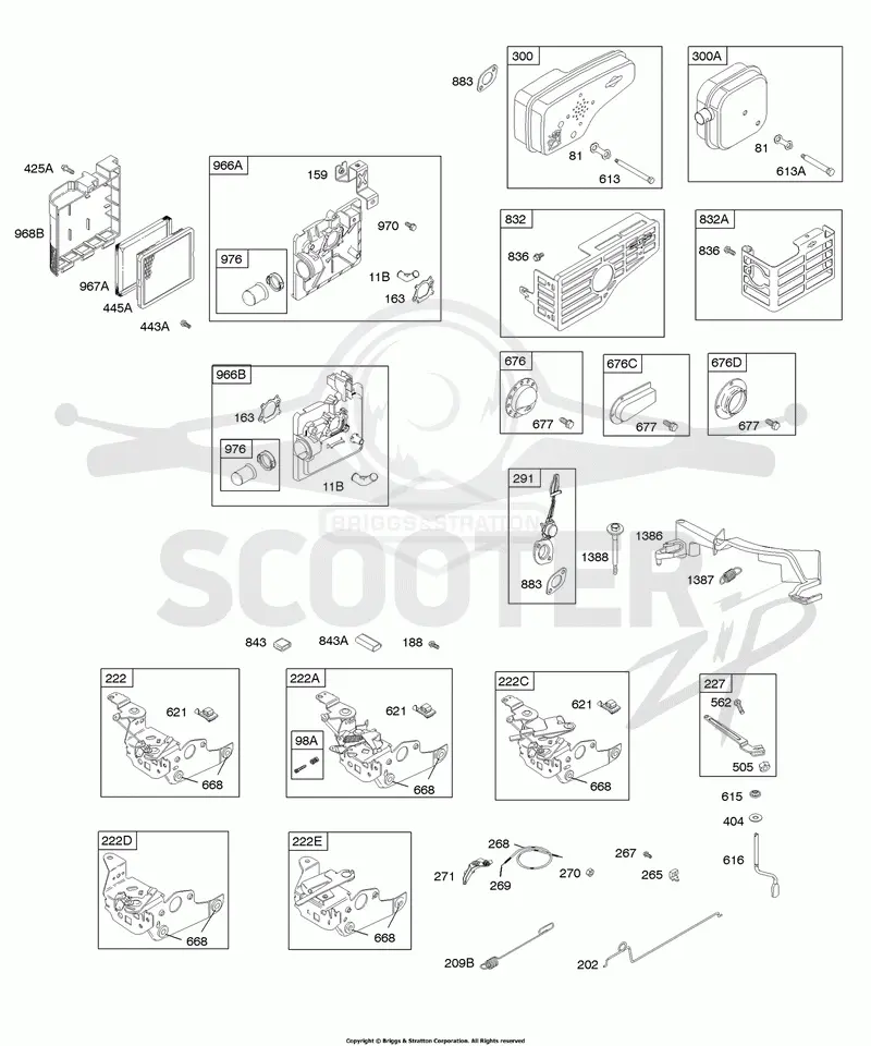 Air Cleaner, Controls, Exhaust System, Governor Spring