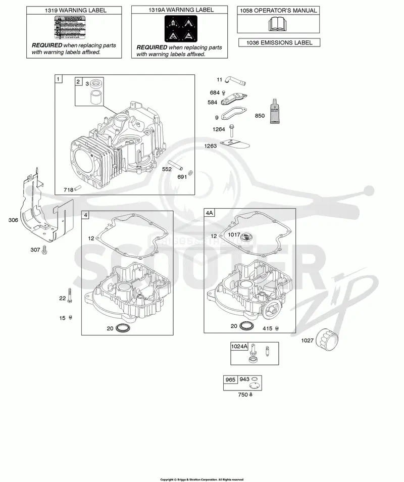 Cylinder, Engine Sump, Lubrication, Operators Manual, Warning Label